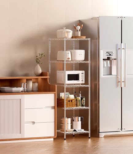 Finnhomy Heavy Duty 5 Tier Wire Shelving Unit, 18x18x59-inches 5 Shelves Storage Rack, Metal Shelving with Thicken Steel Tube, NSF Certified, Chrome - Thumbnail 4