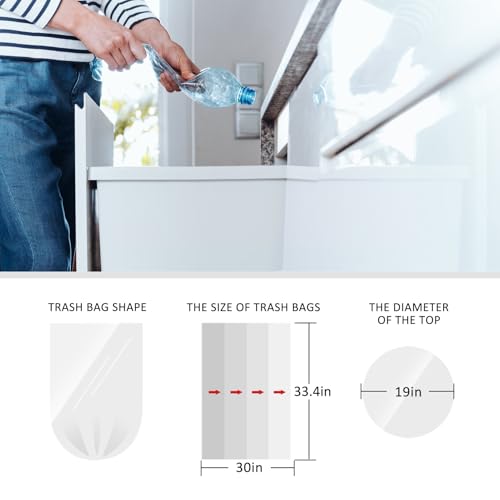 Image of 15-16 Gallon 60 Counts Large Tall Kitchen Trash Bags,Fit 13,15,16,18 Gal,Garbage Bags by Teivio, Bin Liners, Plastic Bags for home Office,Clear for Bathroom, Clear