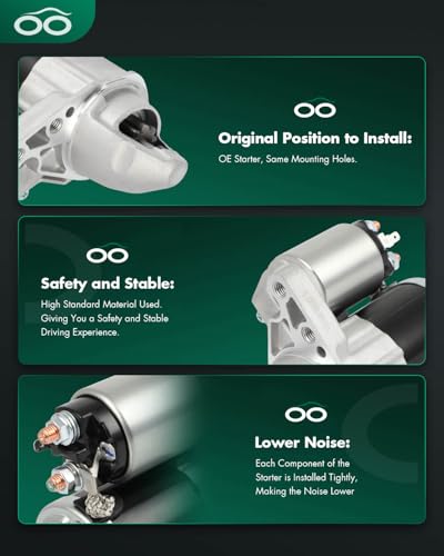 Image of SCITOO Starter Motor fit for Chrysler 200 2.4L 2011, for Chrysler 200 2.4L 2012, for Chrysler 200 2.4L 2013 Replacement Starter 19143