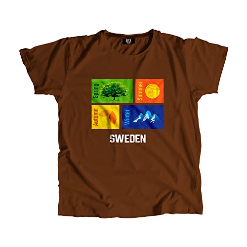 T-Shirt Sweden Seasons en Maille Premium de Couleur Marron