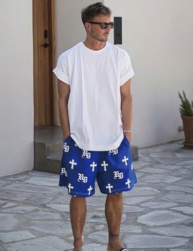 Mens Graphic Shorts 5 Inch Sports Basketball Summer Mesh Workout Running Casual Elastic Waist with Drawstring3