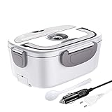 ERAY Elektrische Lunchbox 2 IN 1, Lunchbox Elektrisch 12 V / 220 V Elektrischer Speisenwärmer 1,5L Brotdose Kostwärmer für Auto Haushalt Camping, Grau