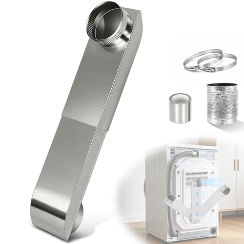 Benut Periscope Dryer Vent Connector Kit Upgraded 304 Stainless Steel with Silver Finish Adjustable 12-19 Telescoping Dryer Vent Duct Slim Flat Design for Tight Spaces OEM