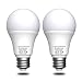Dusk to Dawn LED Light Bulbs, Light Sensor LED Security Bulbs for Porch, Driveway, Garage, Hallway Lights, Works with Glass Lamp Cover, 9W 600lm Warm White 3000K 2 Packs