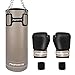 MSPORTS Boxsack-Set Professional 80 x 30 cm, Box-Set mit 1 Paar Boxhandschuhen und Boxbandagen - 25 kg Beige-Schwarz Boxset