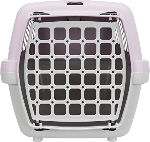 Image of Trixie Capri Durable Plastic Pet Carriers with Handles, Storage Trays, and Stroking Flaps (Light Grey /Light Lilac, XS, Capri 1)