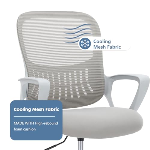Image of DUMOS Drafting Chair - Ergonomic Tall Office for Standing Desk, Counter with Height Adjustable and Comfortable Lumbar Support, Fixed Armrests, Grey