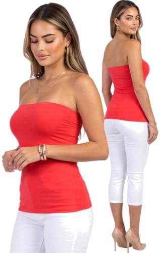 Image of ToBeInStyle Women's Cotton-Spandex Blend Stretchy Tube Top