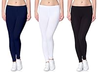 Omikka Ultra Super Soft 220 GSM Stretch Bio-Wash Ankle Length Leggings Regular and Plus Size Pack of 3