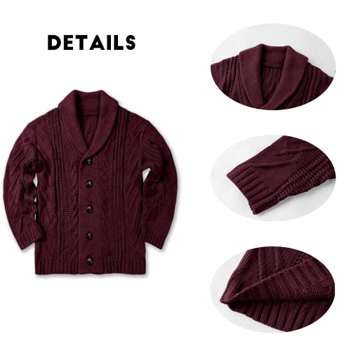 Image of Karlywindow Mens Cardigan Sweater Cable Knit Shawl Collar Cardigans