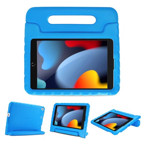 ProCase Kids Case for iPad 9th Generation/iPad 8/iPad 7, iPad 10.2 Case 2021 2020 2019/iPad Air 10.5/iPad Pro 10.5 Kids Case, Shockproof Lightweight Case with Convertible Handle -Blue
