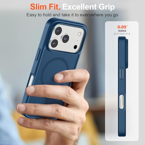Image of SUPFINE Magnetic for iPhone 17 Pro Max Case (Compatible with MagSafe)(Military Grade Drop Protection) Translucent Matte Shockproof with Anti-Fingerprint Phone Cover 2025,Deep Blue