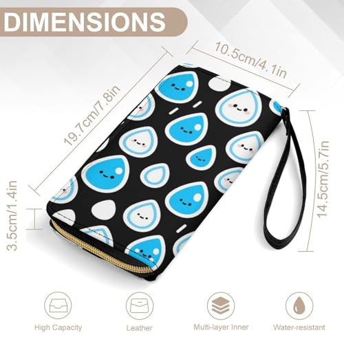 Women's Wallet Long Bifold Women's Clutch Raindrop Pattern Printed Wristlet Wallet 7.8 * 4.1 * 1.4 Inches with Wristlet2