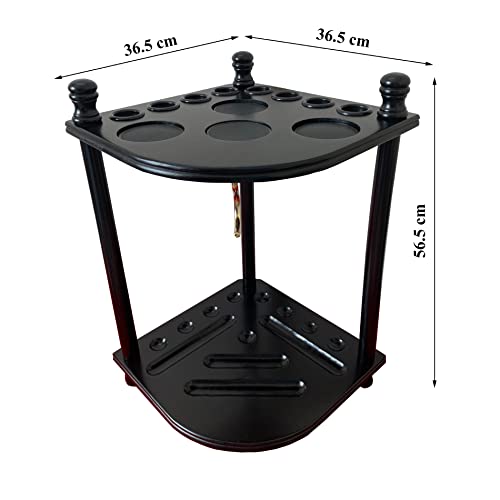 Floor Pool Cue Rack Hold 8 Cue Sticks & Billiard Accessories. Corner Stand Pool Cue Holder Made of 100% Solid Hardwood. Provided Ball Rack Hook. CUE RACK ONLY (Black) - Image 4