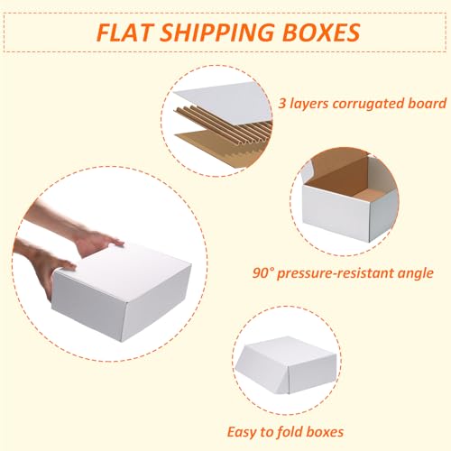 Image of HORLIMER 12x8x4 Shipping Boxes Set of 20, White Corrugated Cardboard Mailer Box for Packing Small Business