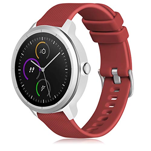 GEAK Compatible with Garmin Vivoactive 5/Vivoactive 3 Music Watch Band,20mm Silicone Band for Galaxy Active 2 40mm 44mm Bands/Samsung Gear Sport/Galaxy Watch Band 42mm Smartwatch Women Men Red