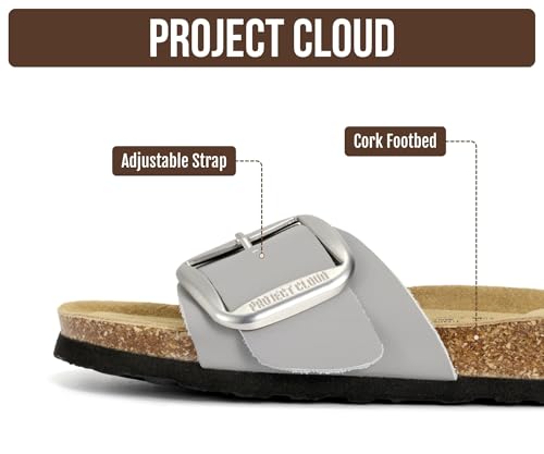 Image of Project Cloud 100% Genuine Leather Sandals Women Dressy Beach Essentials Slides for Women Footwear - Lightweight with Memory Foam Insole Sandals for Women 2026 - Womens Slides
