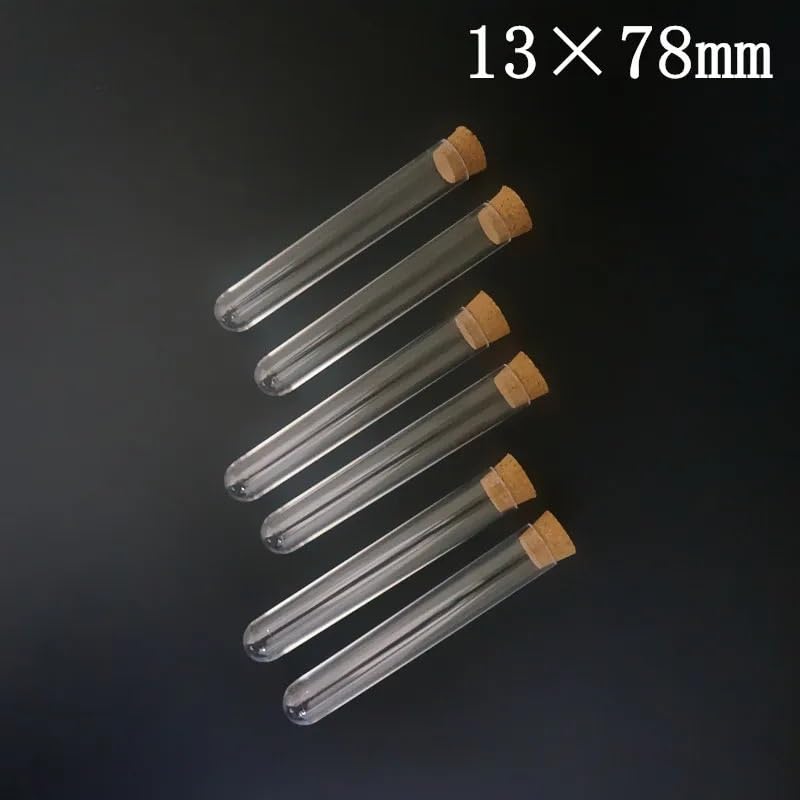 100Pcs Plastic Test Tubes with Corks Dia 12mm to 25mm Transparent Party Candy Bottle with Round Bottom,Wedding Gift Vial(12X100mm)