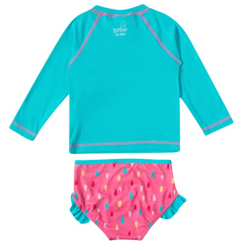 Conjunto de Praia com Chapéu, Tip Top, Bebê Menina, Turquesa Claro, 6-12M