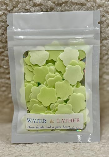 Green Matcha Soap Petal flakes. Perfect for guest bathrooms, party favors, baths, and travel or purse, these mini soap petals make washing hands or soaking in the tub a delightful experience.