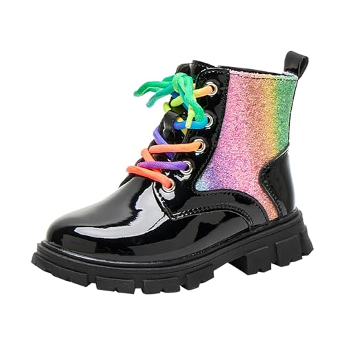 Zapatos Mary Jane de suela gruesa para niñas, botas de nieve impermeables de cuero, con lentejuelas, para adolescentes, niños, vestido escolar, de encaje, antideslizantes, para invierno, cálidos