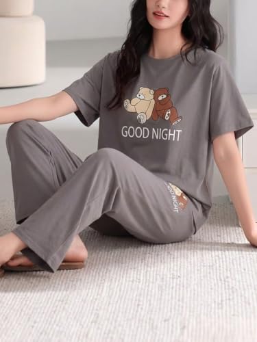 Image of SMOWKLY Women's Premium Stylish Cute Print Top with Pajama Comfy Loungwear