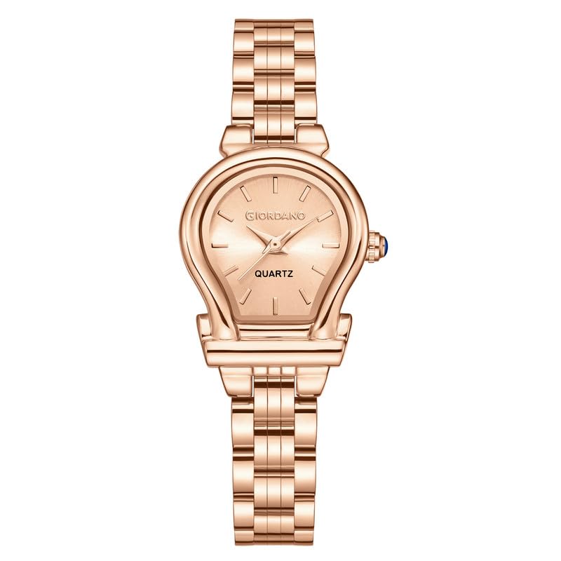 Image of Giordano Analog Quartz Watch for Women with Oval Dial, Water Drop Shaped Case, Blue Crown, Stainless Steel Strap - GZ-60155