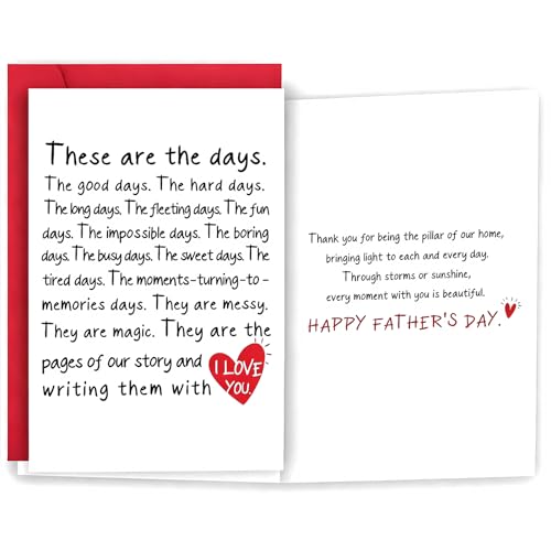 Fathers Day Card from Wife Happy Fathers Day Card Gift for Husband Funny Fathers Day Cards Love Greeting Cards Birthday Decorations with Nice Words Suitable for Husband Dad Daddy and Men