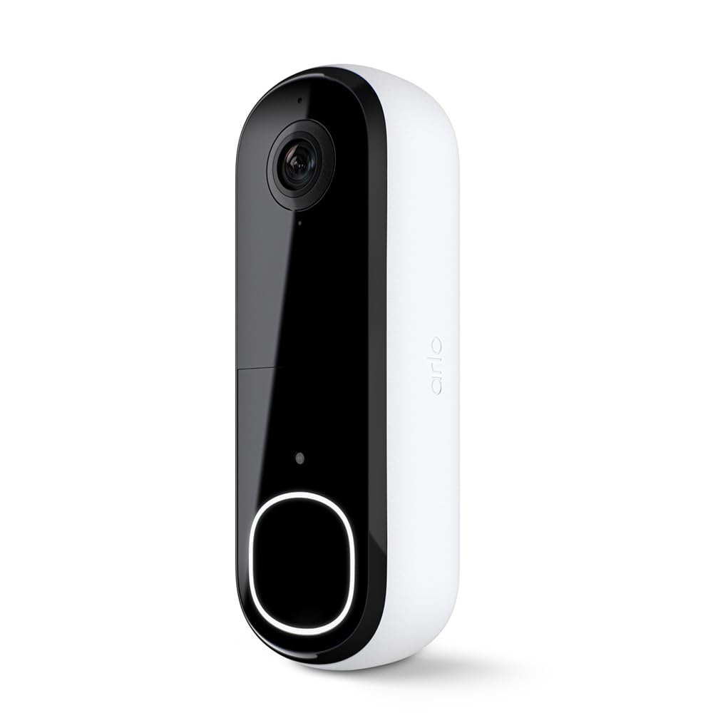 Arlo Video Doorbell 2K | 2nd Gen | Wire-Free/Wired Option, 2-Way Audio, Night Vision, Head to Toe Video View, Integrated Siren | Live Stream | Real Time Notifications |180 Deg Wide View, White