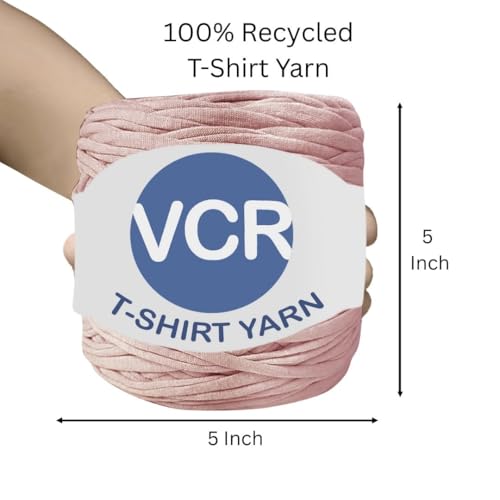 Image of VCR Light Pink Big T-Shirt Yarn, 100 Meters Length, Recycled & Fashionable Craft Yarn, Pack of 1, Suitable for Crochet, Knitting & DIY Bags, Baskets, Cushions & Home Decor Projects