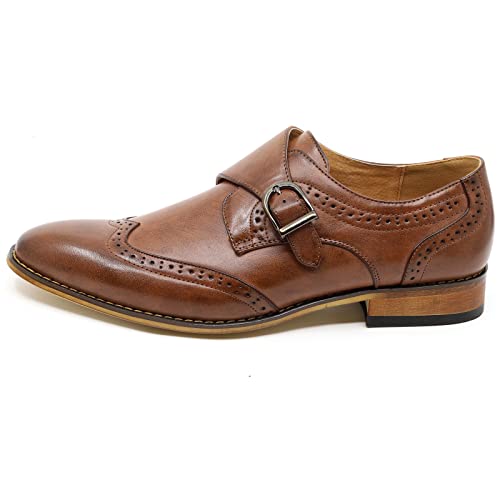 Metrocharm MC605 Men's Single Monk Strap Wing Tip Oxford Dress Shoe2