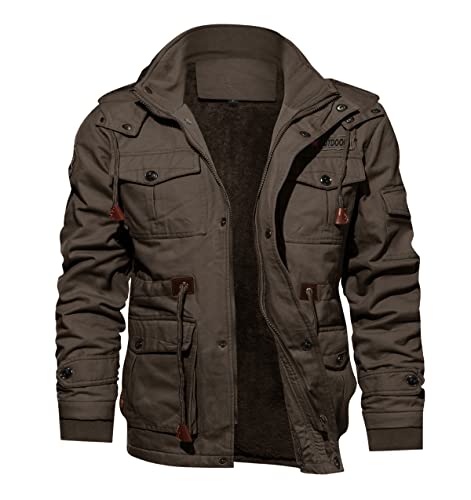 Image of TACVASEN Men's Jacket-Casual Winter Cotton Military Jacket Standard Length Thicken Hooded Cargo Coat