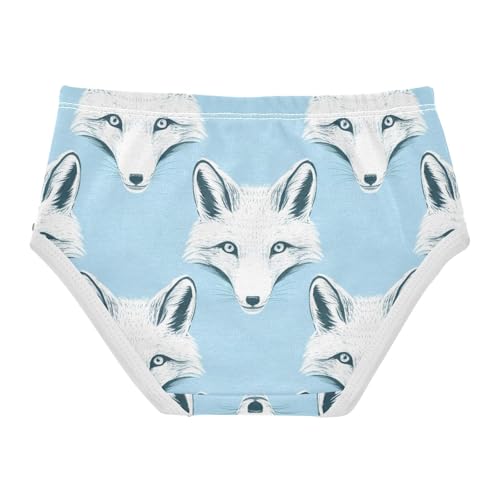 Cotton Toddler Girls Underwear White Fox Faces Blue Panties for Girl Fun Print Briefs Undies Kids 2t2