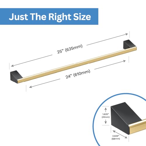 Image of Gatco 5670 A-Line Towel Bar, 24 Inch, Brushed Brass Matte Black Combo