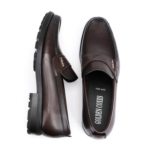 Image of Mens Leather Tassel Loafer, Classic Luxury Smooth Upper Tassel Slip-on Penny Loafer for Mens, Black