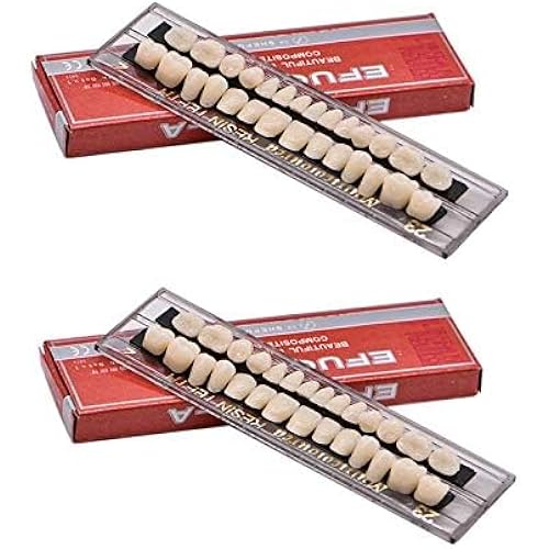 56 Pcs False Teeth Synthetic Resin Teeth Denture Kit 23 A2 for Halloween Horror Teeth Party Decoration(2 Sets)