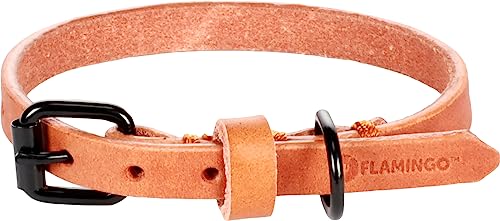 Flamingo Dog Collar Leano Cognac XS 21-26cm 10mm, Brown - Image 2