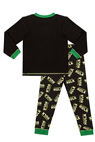 Marvel Conjunto de pijama The Incredible Hulk Crash Krunch para niños de Los Vengadores, Negro, 4-5 años