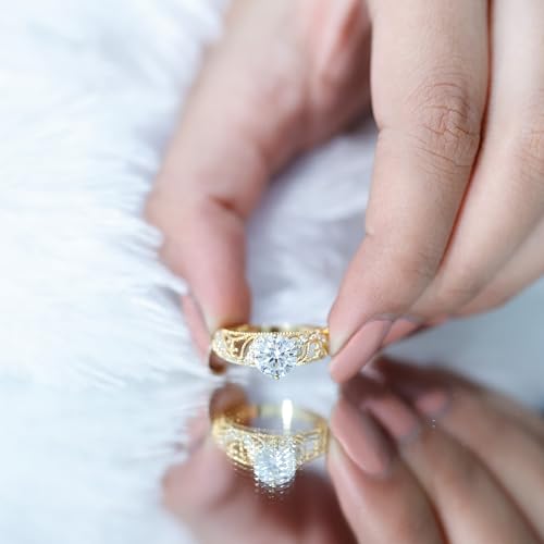 Moissanite Vintage Inspired Engagement Ring, D-Vs1 Quality, Certified Moissanite Art Deco Ring - Ready to Gift4