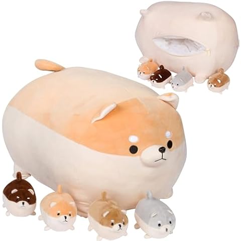 PixieCrush Shiba Inu Stuffed Animal with 4 Baby Puppies Cover