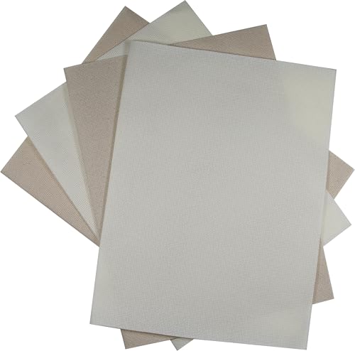 Image of KCS 4 /6 pc of 12 inch x 18 inch 30cmx45cm 16CT Counted Cotton Aida Cloth Cross Stitch Fabric (Antique White+Oatmeal, 4 pc)
