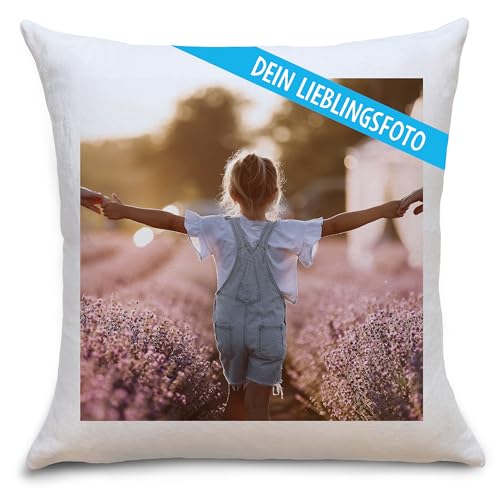 OWLBOOK® Personalisiertes Kissen mit Foto & Text Bedrucken Lassen | Foto Kissen selbst gestalten | Flauschiges Fotokissen 40x40 optional mit Füllung...