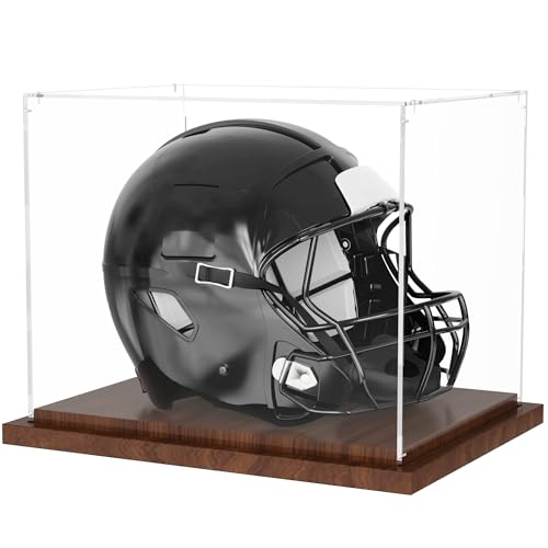VGMiu Football Helmet Display Case with Wood Base,...