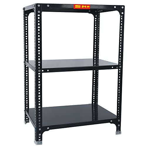 Image of SMR Prime CRC Sheet 24 Gauge Multipurpose Slotted Angle Rack with 3 Shelf for Home, Office & Industry - (36x24x18 in, 9.6 Kg | 16 Gauge Angle-Grey)