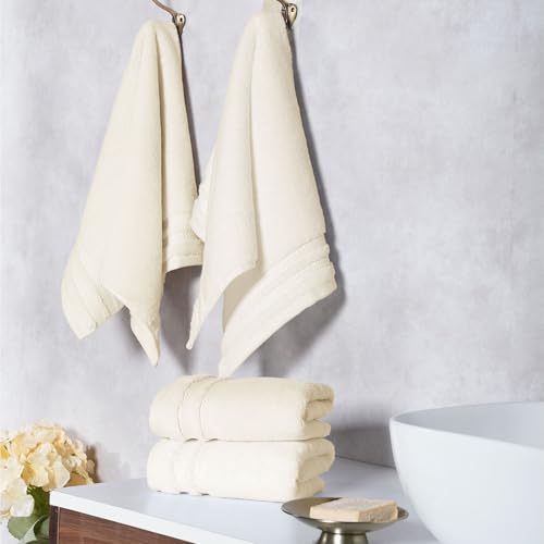 Image of MYTRIDENT Hand Towels Set of 4 Cotton | Finesse Collection | 40 cm x 60 cm | Kitchen Hand Towel | 625 GSM, Zero-Twist, Luxuriously Soft, 100% Cotton - Linen