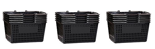 Shopping Basket (Set of 5) Durable Black Plastic with Metal Handles (3-(Pack))