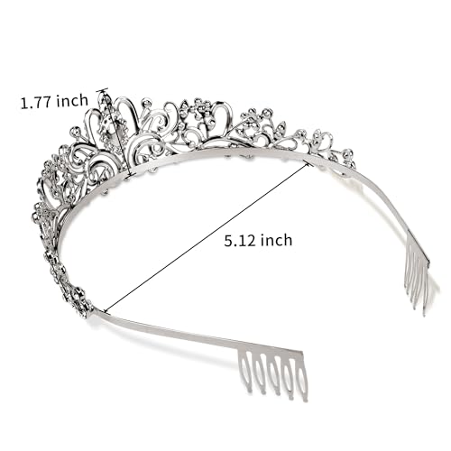 Image of Fesciory Birthday Crown for Women, Gold Plated Crystal Tiara with Sash | Sparkling Princess Queen Tiara, Adult Fit, Birthday, Wedding, Prom, Coming of Age Gifts & Halloween Costume Accessories