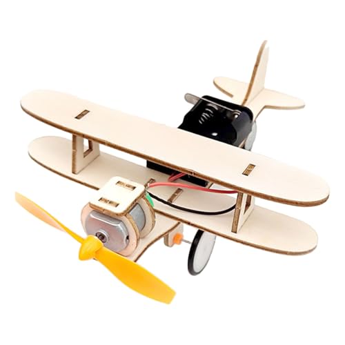 LALADEFIEE Modelo de Avión de Madera DIY Educativo con Motor Eléctrico Kit de Ensamblaje Manual para Juguete Creativo para Desarrollo y Aprendizaje Científico