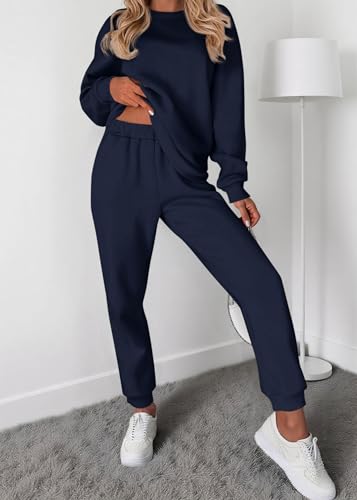 KIRUNDO Sweatsuits Women 2 Piece Outfit Matching Lounge Set(Navy, XXL) - image 3