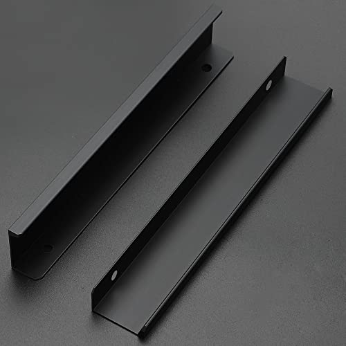 Image of Ravinte 10 Pack Finger Pulls for Cabinets 200mm /7.87 inch Length Black Pulls | 160mm /6.25 inch Hole Center Concealed Handles, Tab Handle Profile, Minimal Look, For Kitchen Drawers Tab Handle